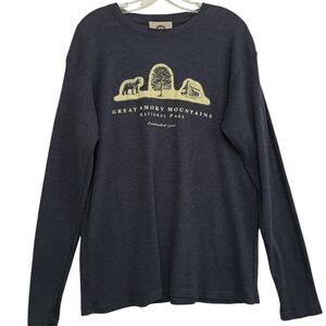 Great Smoky Mountains Men's Large Blue Long Sleeve Crew Neck Pullover Shirt
